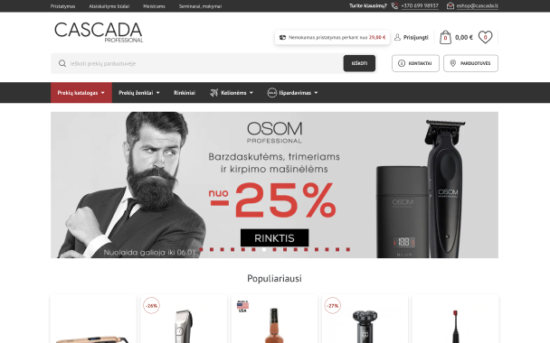 Un nombre de confianza en belleza y bienestar, Cascada.lt aseguró el futuro de su tienda en línea con una plataforma flexible y centrada en el usuario.