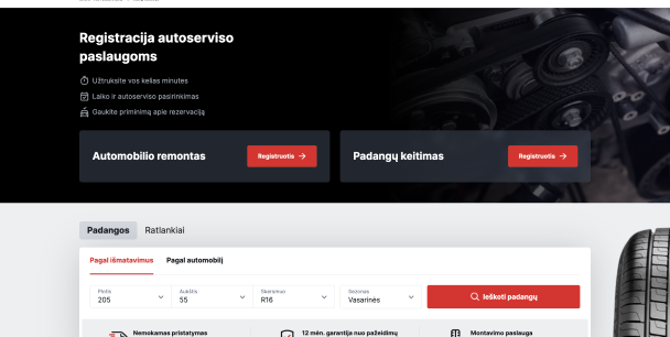 Experto automotriz de Lituania, uniendo servicios de neumáticos y piezas a través de soluciones de cuidado de automóviles digitales en primer lugar.